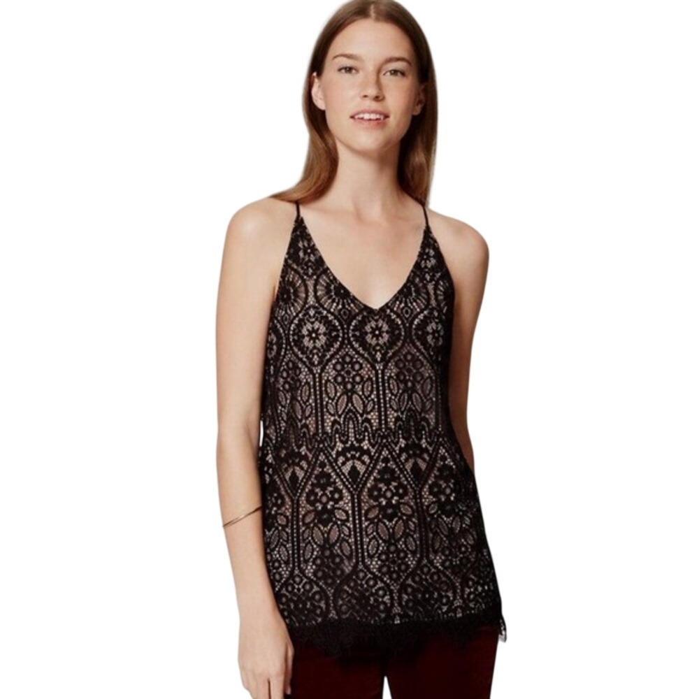 Ann Taylor Loft‎ Stained Glass Black Lace Cami